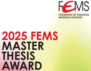 Master Thesis Award on the bottom left on a pale colourful background and the FEMS logo on the top right